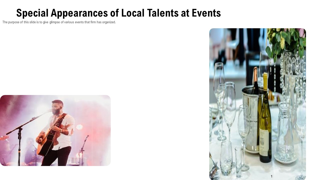 Business Portfolio For Event Management Enterprise Special Appearances Of Local Talents At Events Slide Guidelines PDF