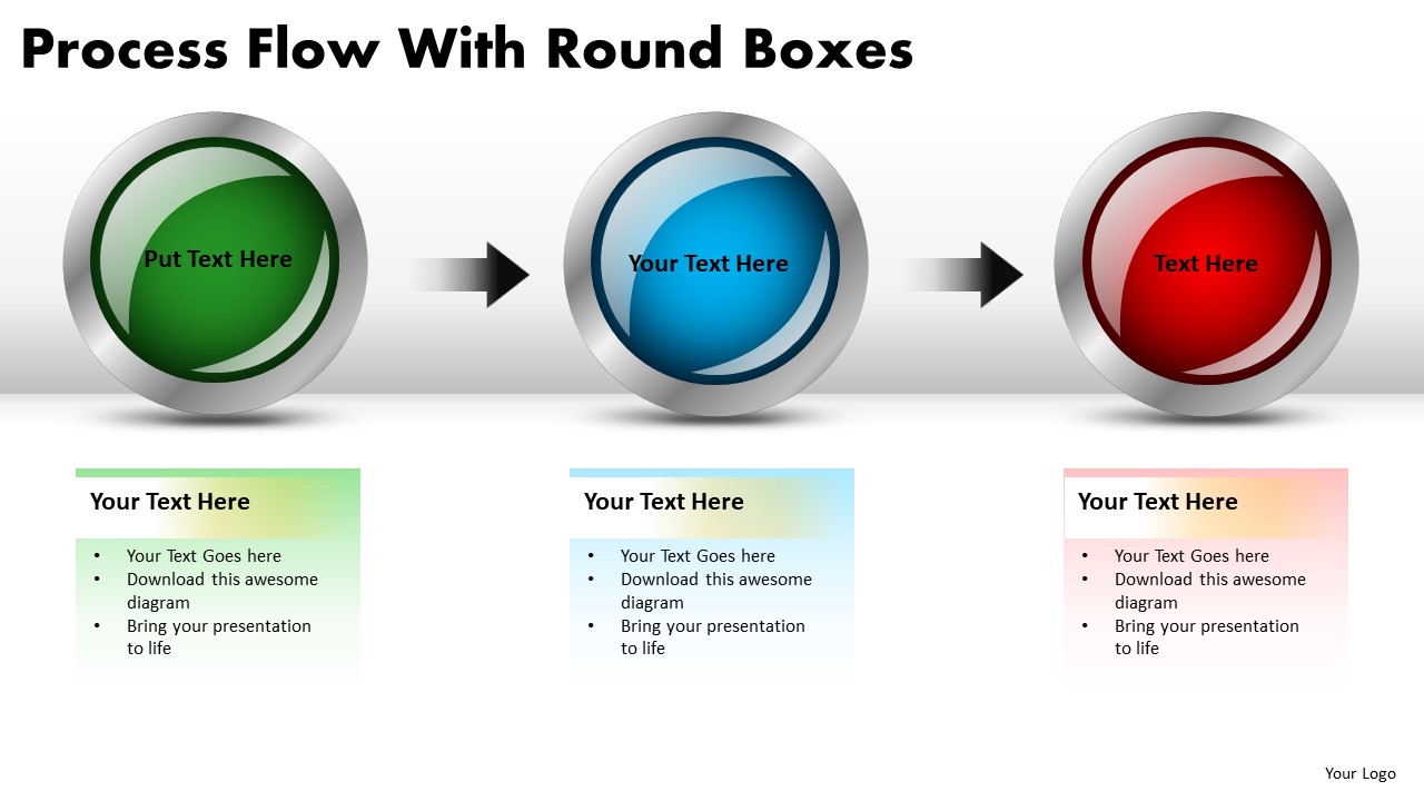 Business Process Flow With Round Boxes PowerPoint Slides And Ppt Diagram Templates