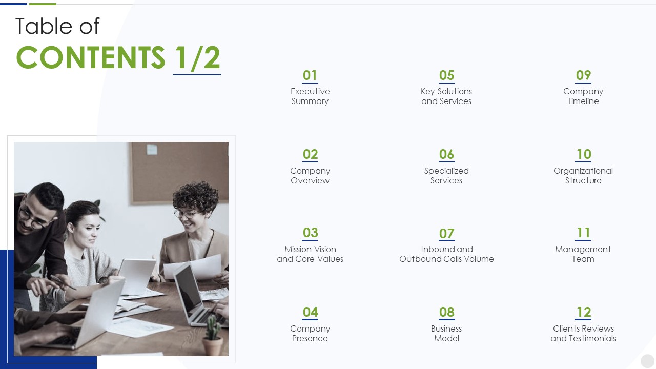 Business Process Outsourcing Company Profile Table Of Contents Download PDF