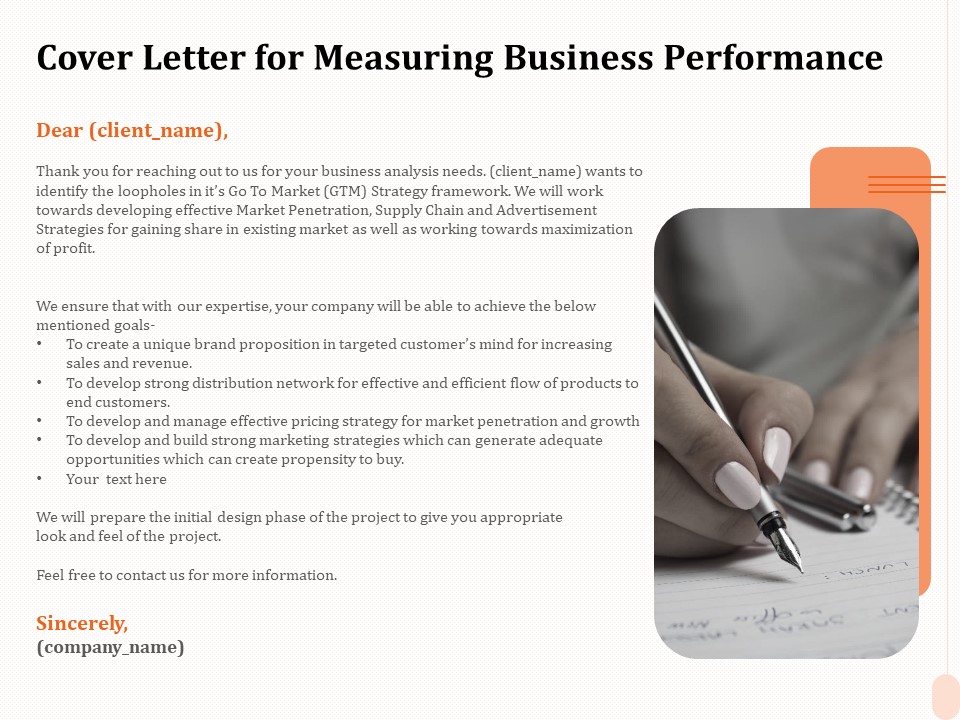 Business Process Performance Measurement Cover Letter For Measuring Business Performance Mockup PDF