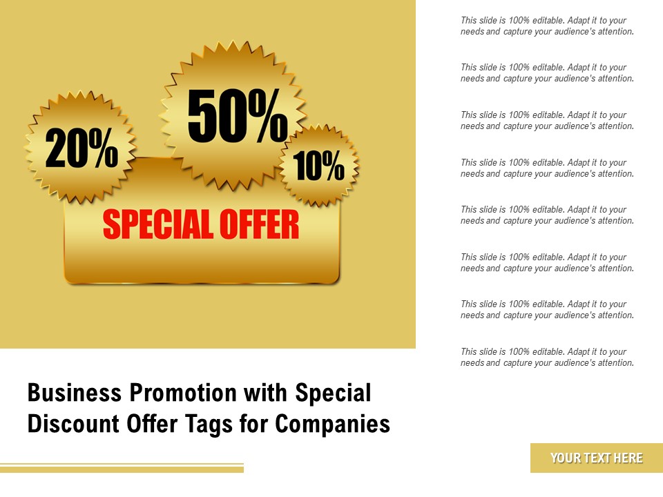 Business Promotion With Special Discount Offer Tags For Companies Ppt PowerPoint Presentation Ideas Demonstration PDF