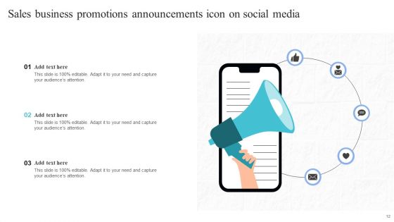 Business Promotions Announcements Ppt PowerPoint Presentation Complete Deck With Slides
