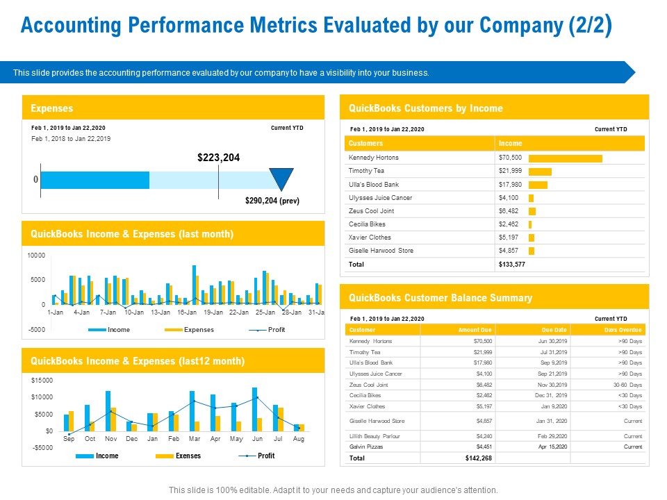 Business Service Provider Accounting Performance Metrics Evaluated By Our Company Income Introduction PDF
