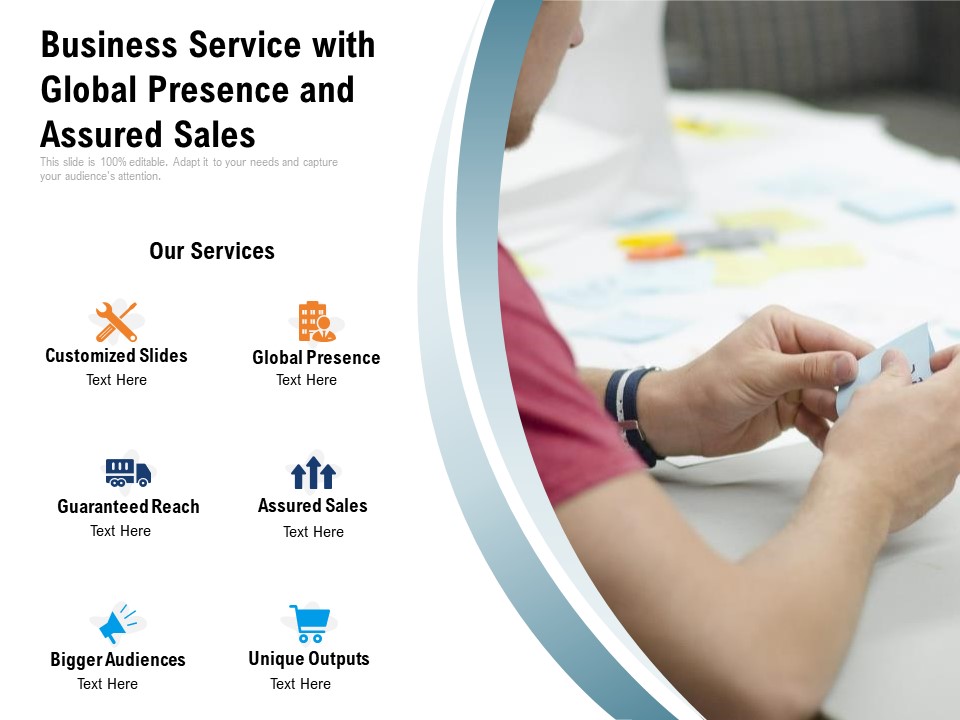 Business Service With Global Presence And Assured Sales Ppt PowerPoint Presentation Professional Deck PDF