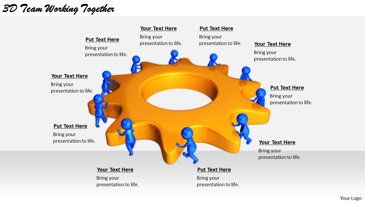 Business Strategy Implementation 3d Team Working Together Basic Concepts