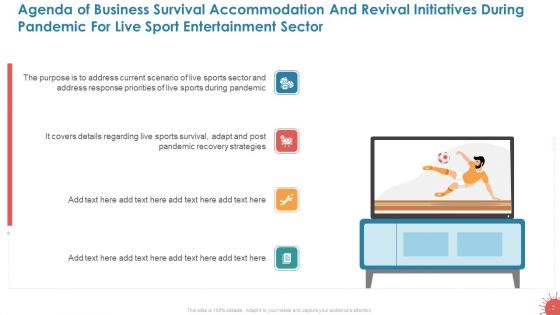 Business Survival Accommodation Revival Initiatives During Pandemic Live Sport Entertainment Ppt PowerPoint Presentation Complete Deck With Slides