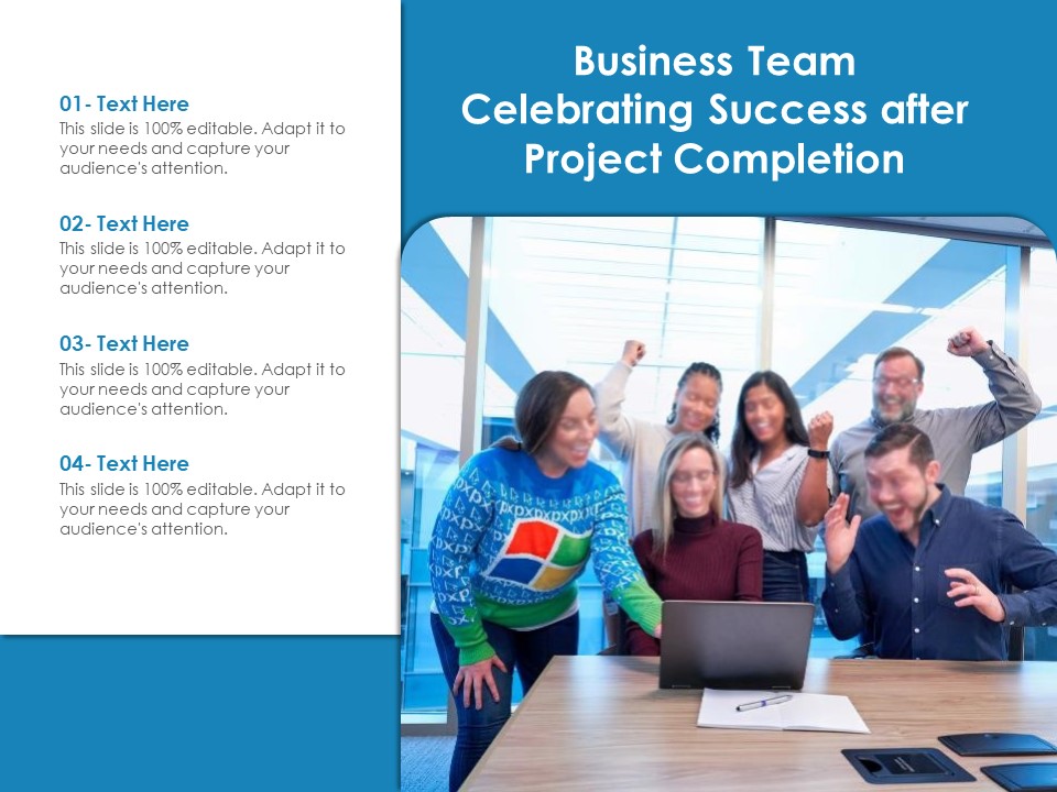 Business Team Celebrating Success After Project Completion Ppt PowerPoint Presentation Icon Pictures PDF