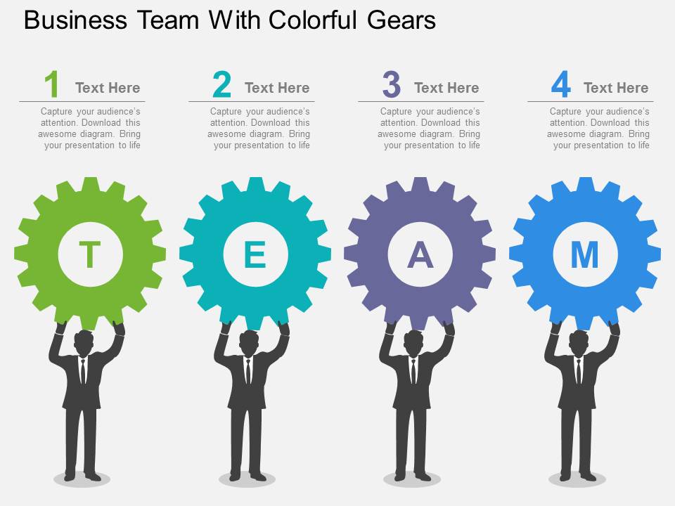Business Team With Colorful Gears Powerpoint Template