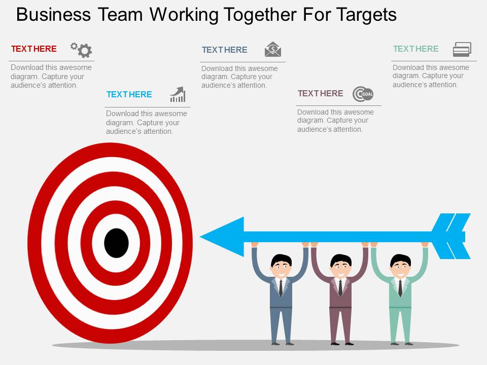 Business Team Working Together For Targets Powerpoint Template
