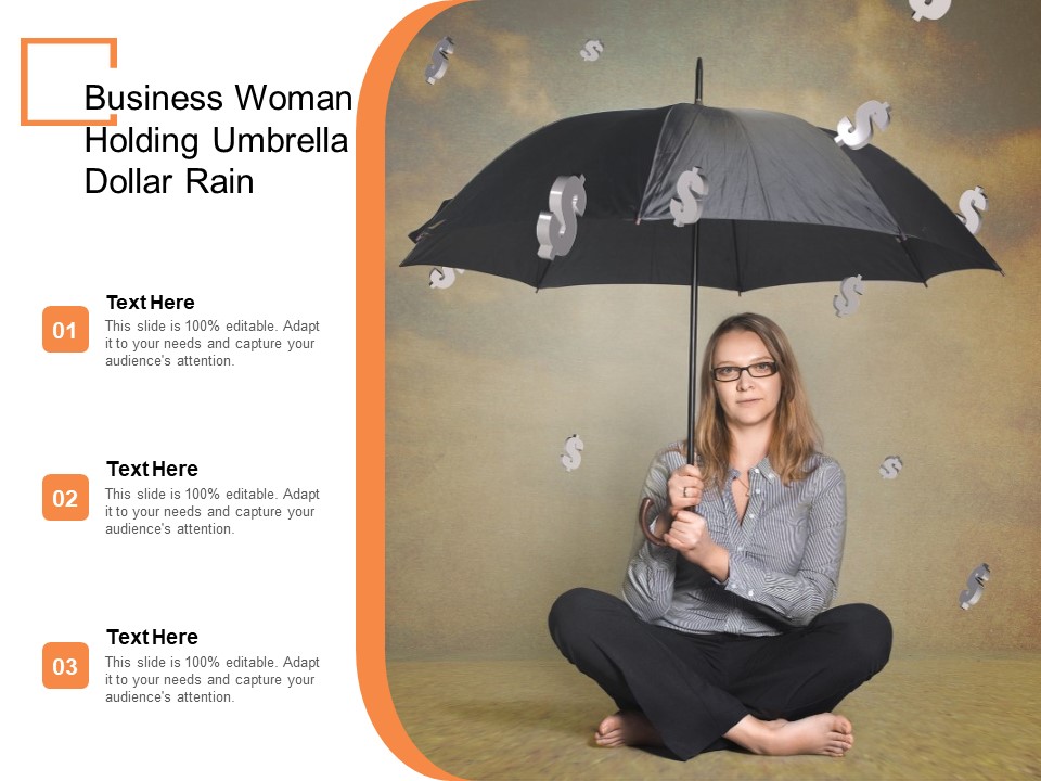 Business Woman Holding Umbrella Dollar Rain Ppt PowerPoint Presentation Styles Slide Portrait