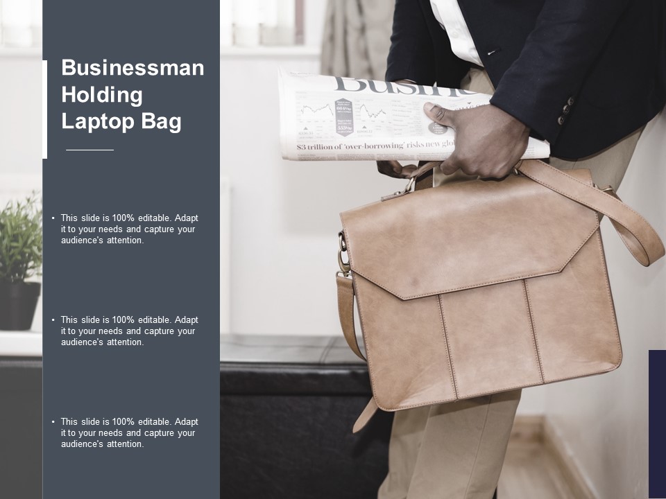 Businessman Holding Laptop Bag Ppt Powerpoint Presentation Icon Gridlines