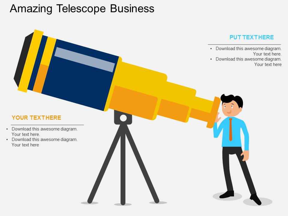 Businessman With Telescope For Future Vision Powerpoint Templates