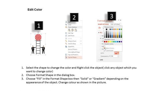 Businessmen With Ladder Towards Bullseye Powerpoint Templates