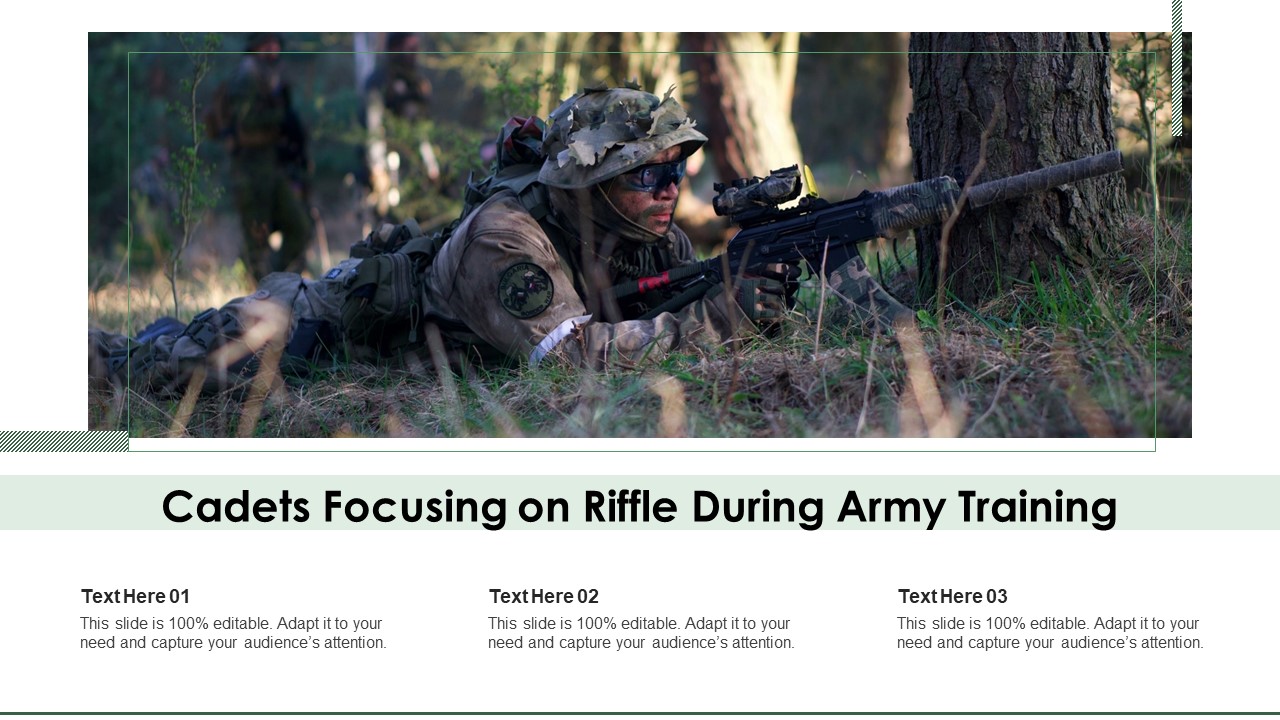 Cadets Focusing On Riffle During Army Training Ppt Styles Layouts PDF