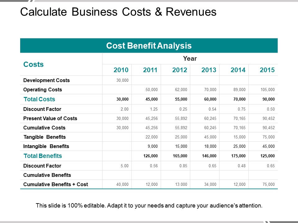 Calculate Business Costs And Revenues Ppt PowerPoint Presentation Styles Inspiration