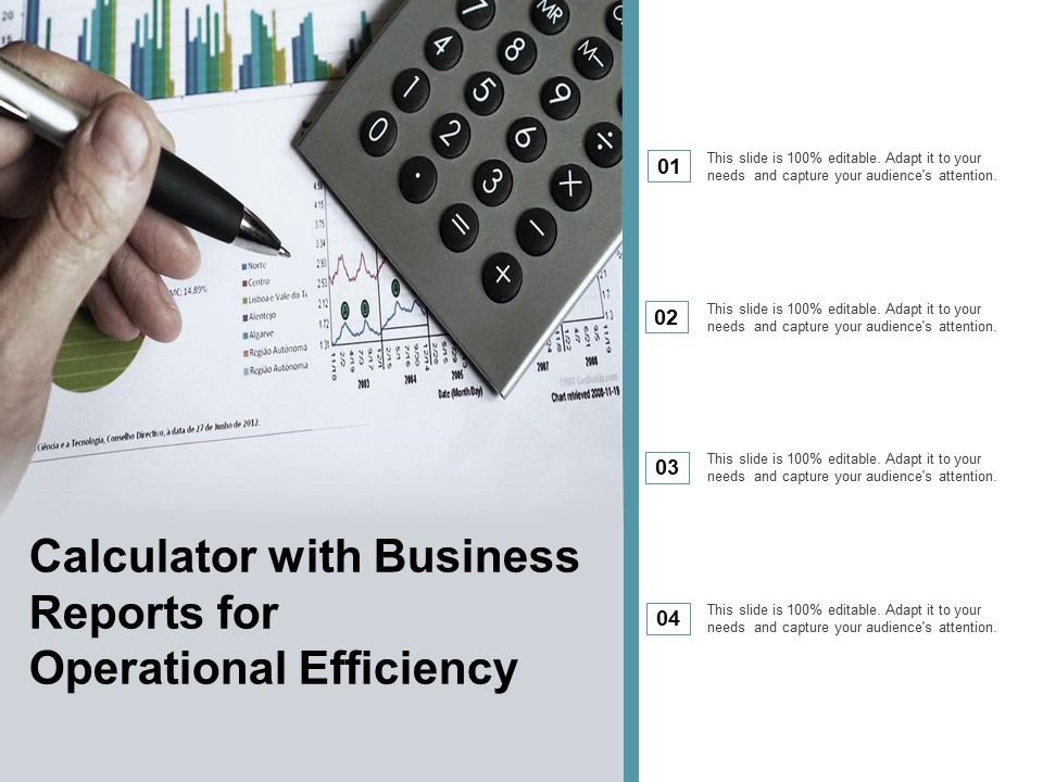 Calculator With Business Reports For Operational Efficiency Ppt Powerpoint Presentation Ideas Infographic Template
