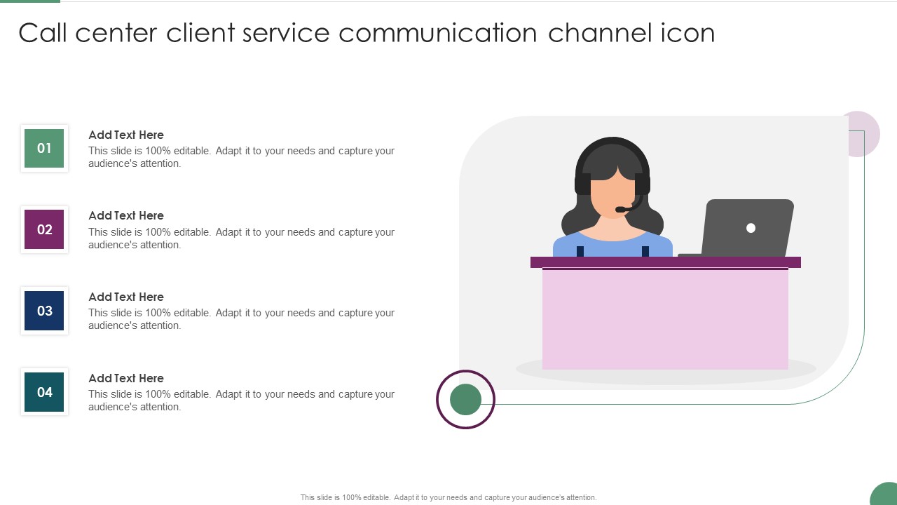 Call Center Client Service Communication Channel Icon Themes PDF