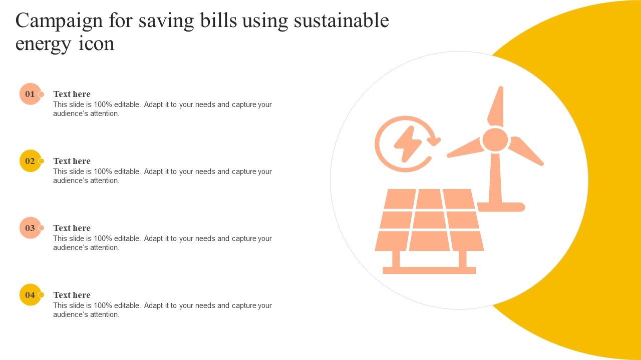 Campaign For Saving Bills Using Sustainable Energy Icon Mockup PDF