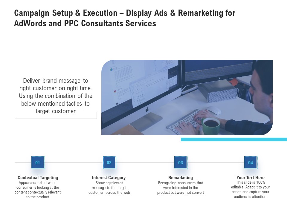 Campaign Setup And Execution Display Ads And Remarketing For Adwords And PPC Consultants Services Introduction PDF