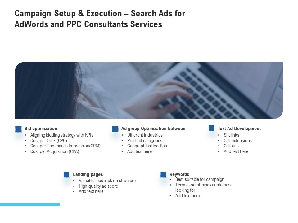 Campaign Setup And Execution Search Ads For Adwords And PPC Consultants Services Inspiration PDF