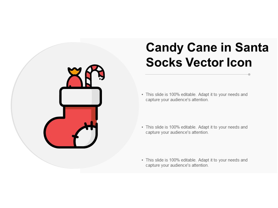 Candy Cane In Santa Socks Vector Icon Ppt Powerpoint Presentation Gallery Graphic Images