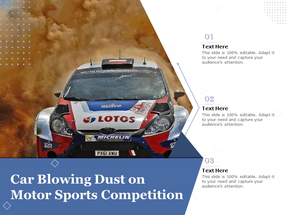Car Blowing Dust On Motor Sports Competition Ppt PowerPoint Presentation Outline Inspiration PDF
