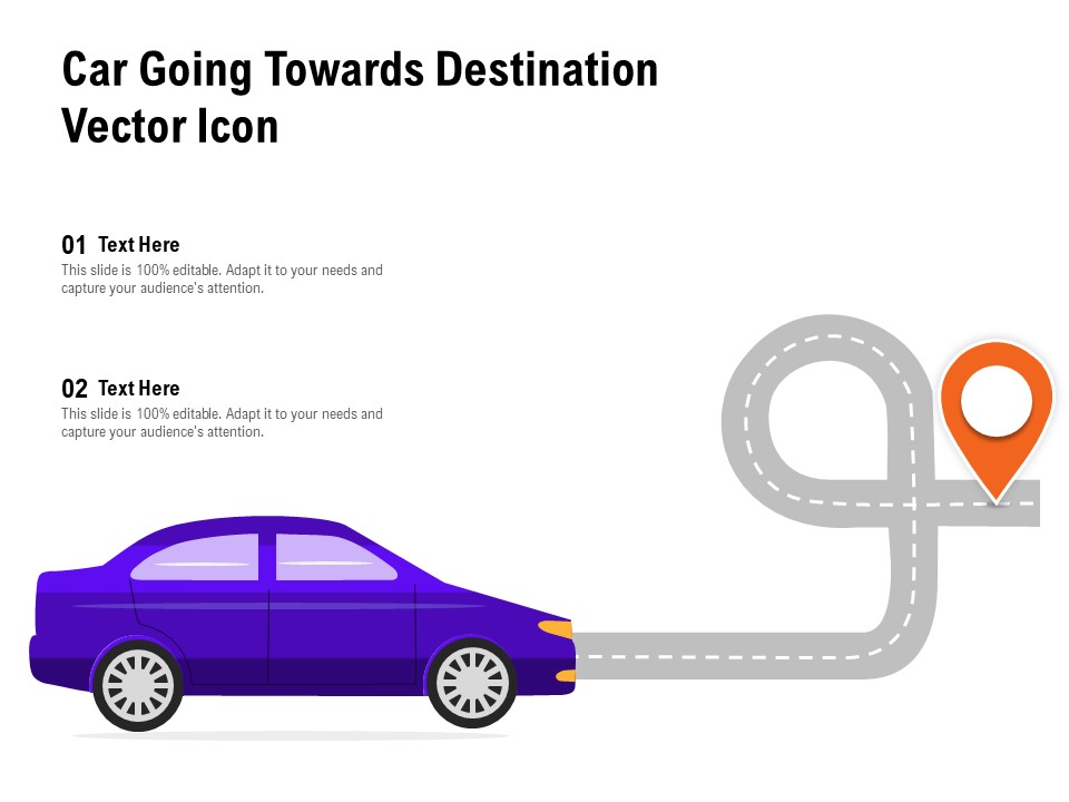 Car Going Towards Destination Vector Icon Ppt PowerPoint Presentation Infographics Background