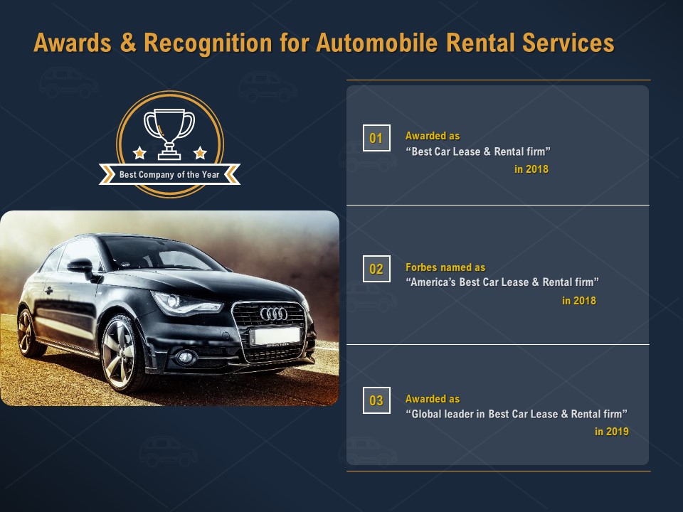Car Hiring Awards And Recognition For Automobile Rental Services Ppt Portfolio Visuals PDF