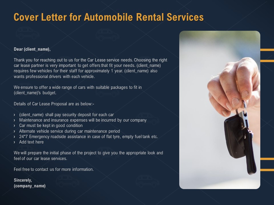 Car Hiring Cover Letter For Automobile Rental Services Ppt File Show PDF
