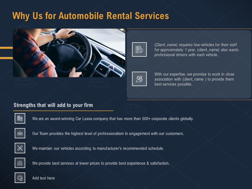 Car Hiring Why Us For Automobile Rental Services Ppt Show Inspiration PDF
