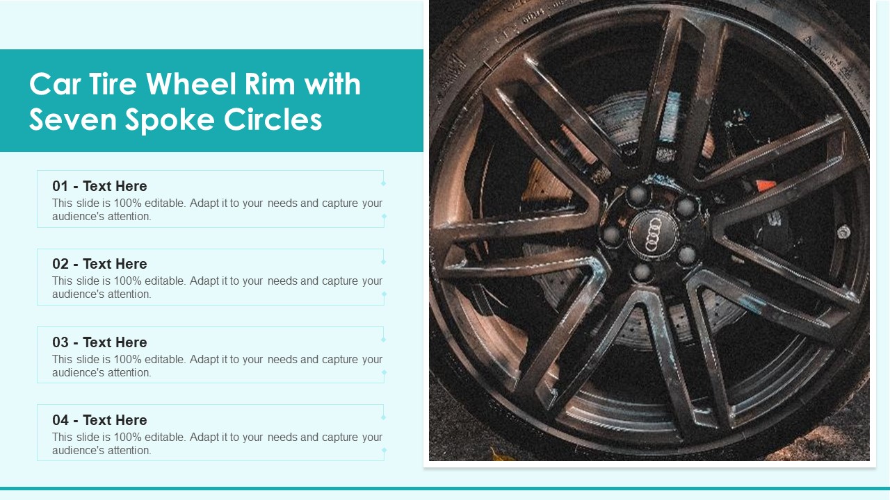 Car Tire Wheel Rim With Seven Spoke Circles Ppt PowerPoint Presentation File Clipart PDF