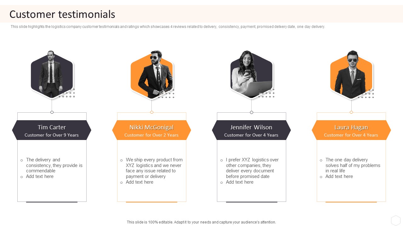 Cargo Logistics Company Profile Customer Testimonials Information PDF