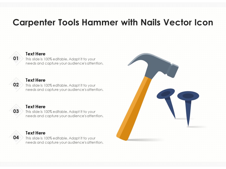 Carpenter Tools Hammer With Nails Vector Icon Ppt PowerPoint Presentation File Icons PDF