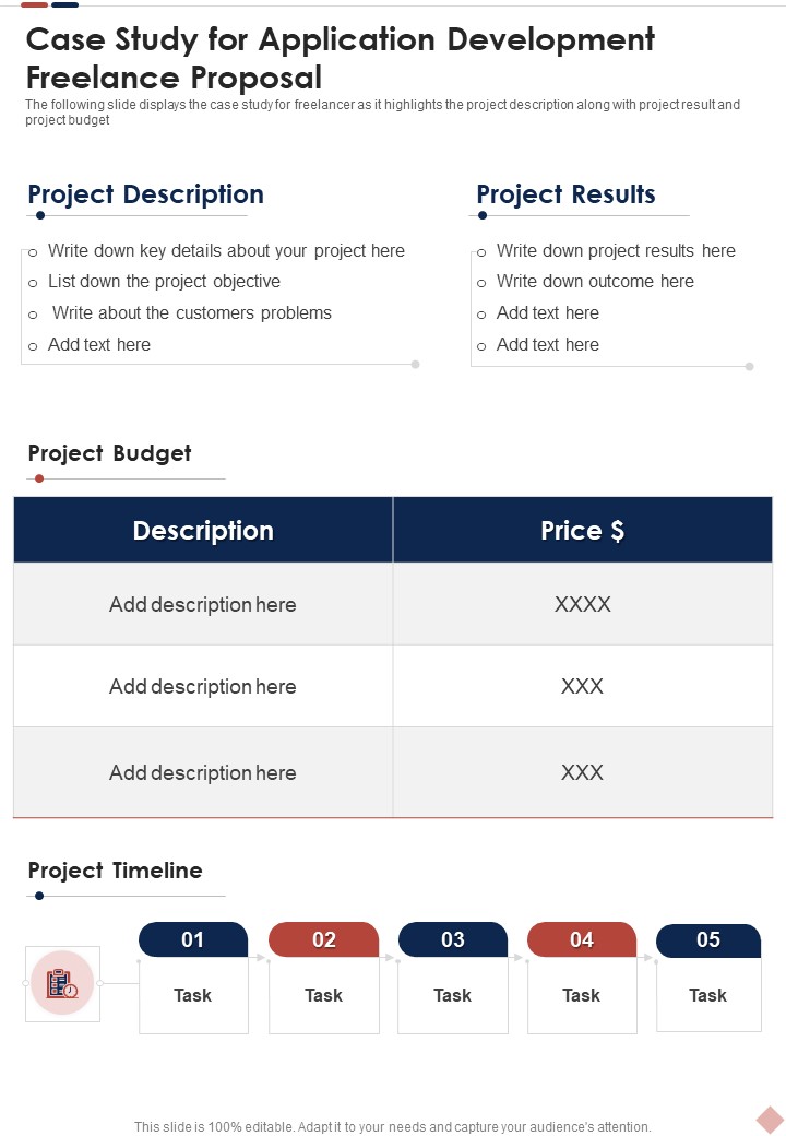 Case Study For Application Development Freelance Proposal One Pager Sample Example Document