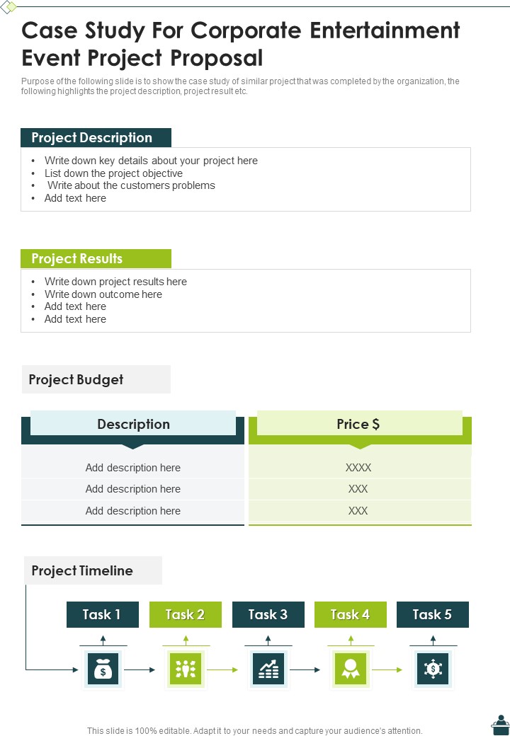 Case Study For Corporate Entertainment Event Project Proposal One Pager Sample Example Document