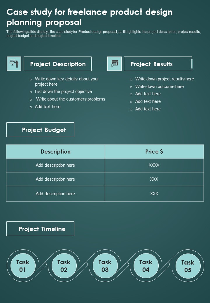 Case Study For Freelance Product Design Planning Proposal One Pager Sample Example Document