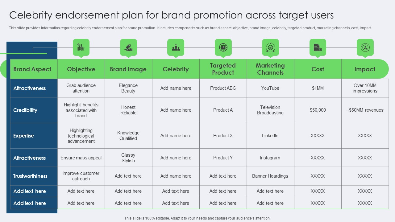 Celebrity Endorsement Plan For Brand Promotion Across Target Users Guidelines PDF