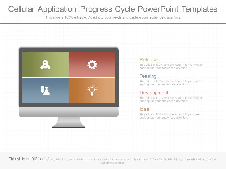 Cellular Application Progress Cycle Powerpoint Templates