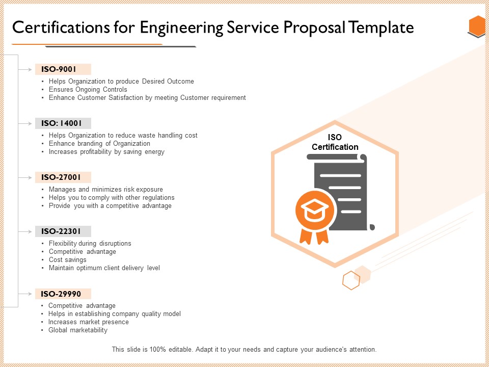 Certifications For Engineering Service Proposal Template Guidelines PDF