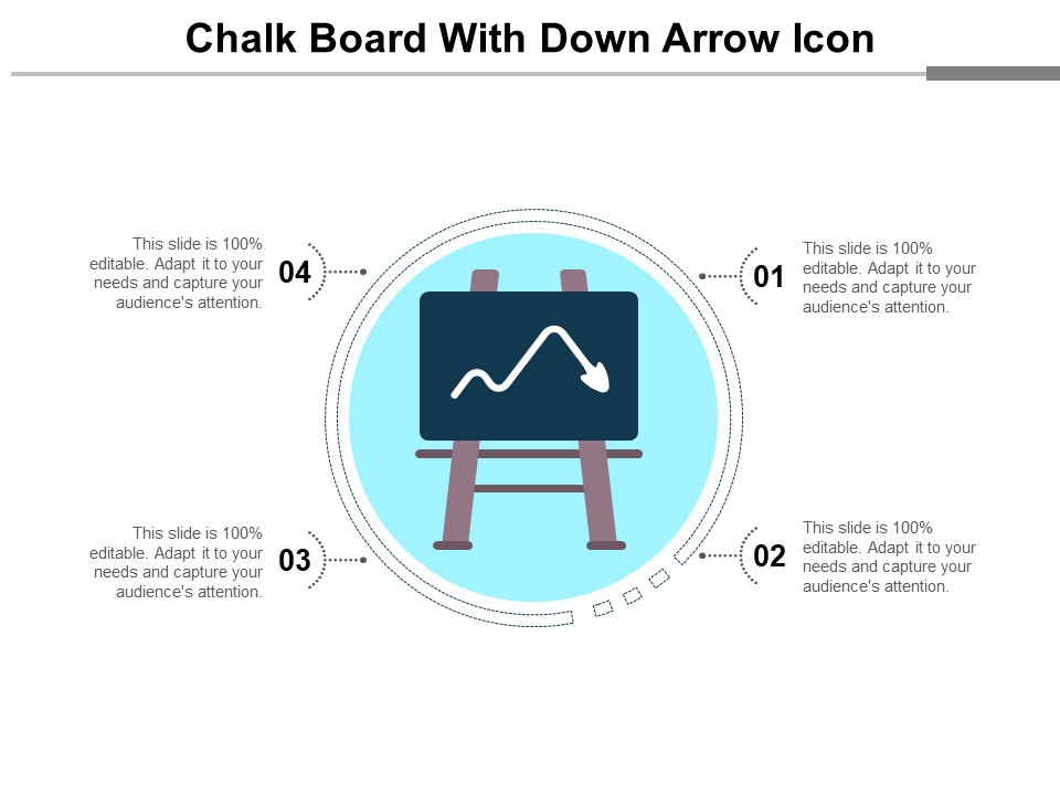 Chalk Board With Down Arrow Icon Ppt PowerPoint Presentation Pictures Aids PDF