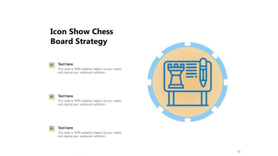 Checker Board Icon Chess Icon Chess Piece Board Strategy Ppt PowerPoint Presentation Complete Deck