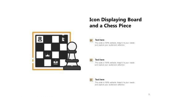 Checker Board Icon Chess Icon Chess Piece Board Strategy Ppt PowerPoint Presentation Complete Deck