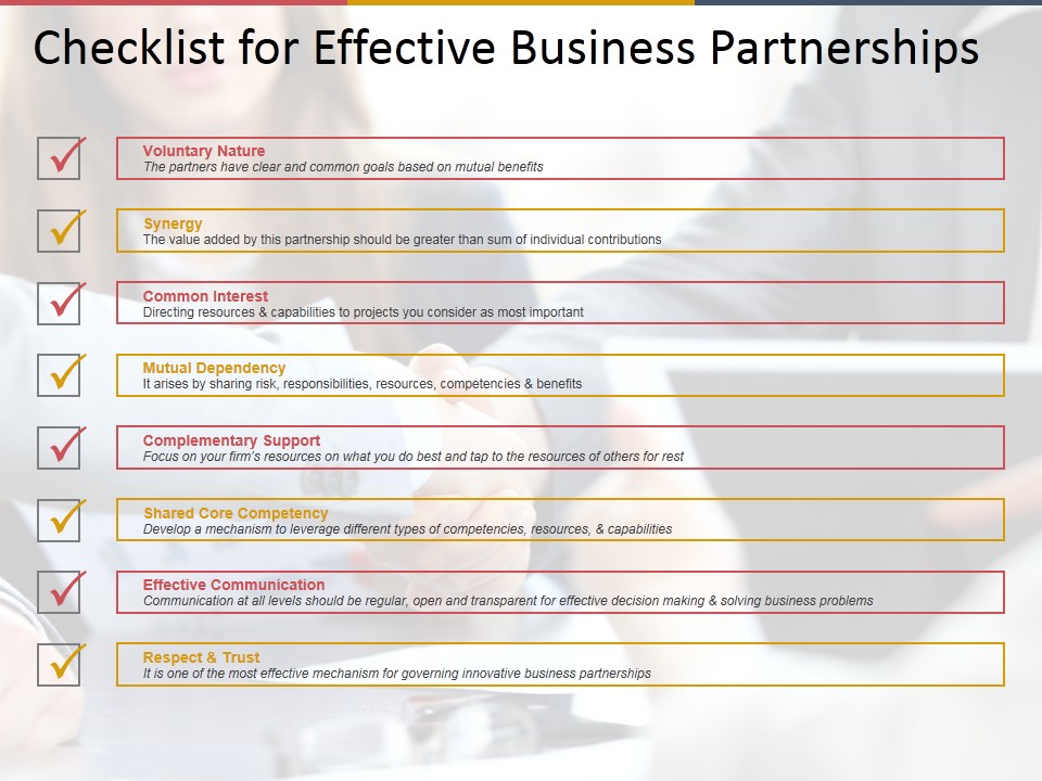 Checklist For Effective Business Partnerships Ppt PowerPoint Presentation Gallery
