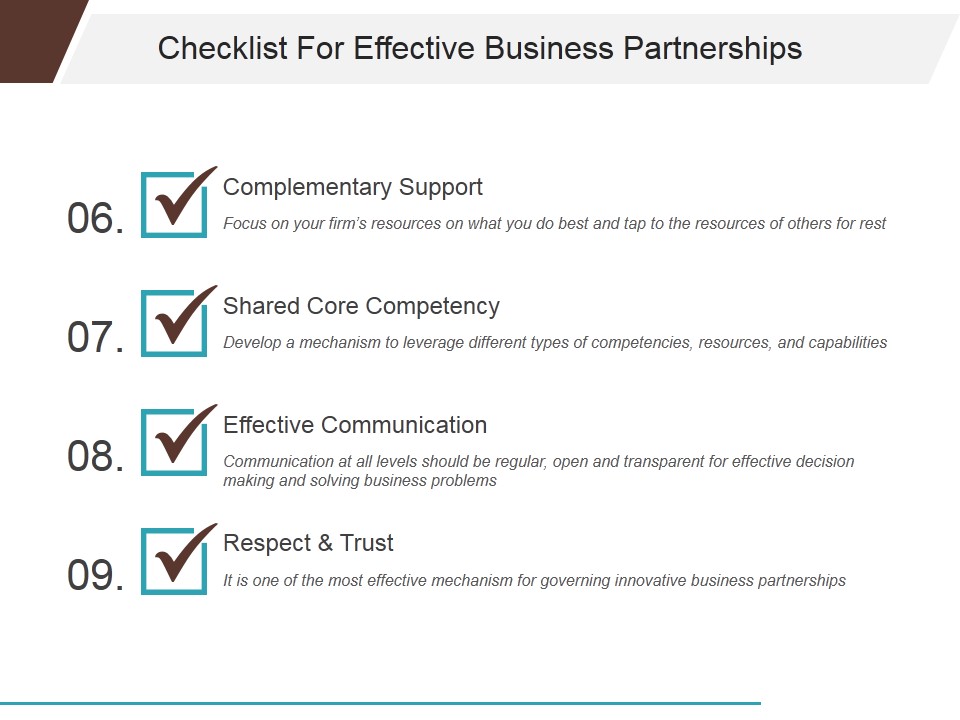 Checklist For Effective Business Partnerships Template 2 Ppt PowerPoint Presentation Infographic Template Graphics