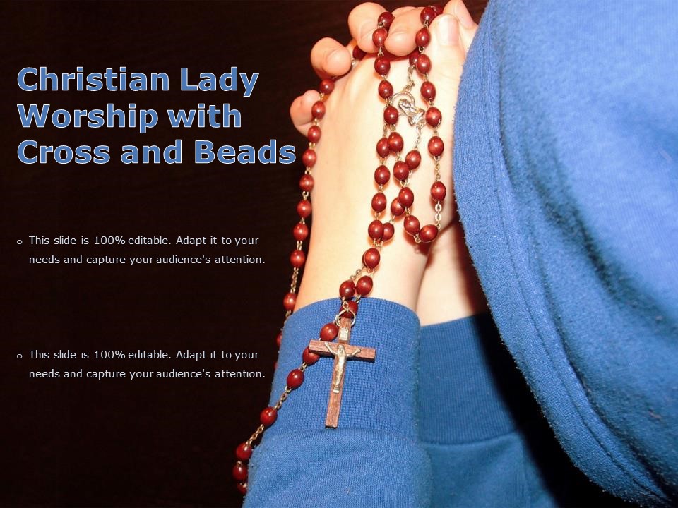 Christian Lady Worship With Cross And Beads Ppt PowerPoint Presentation Icon Brochure PDF