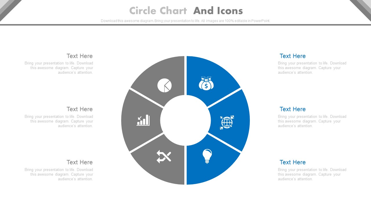 Circle Chart With Business Icons PowerPoint Slides