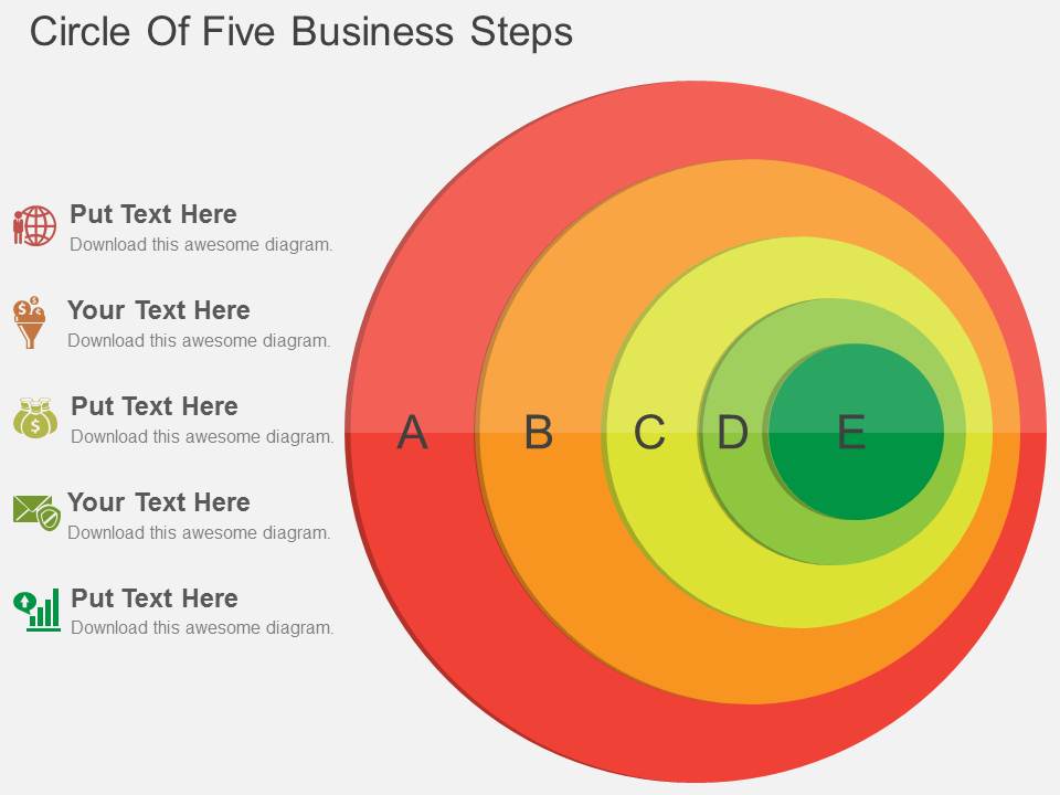 Circle Of Five Business Steps Powerpoint Template