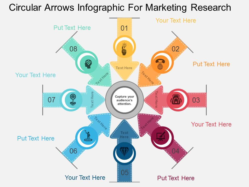 Circular Arrows Infographic For Marketing Research Powerpoint Template