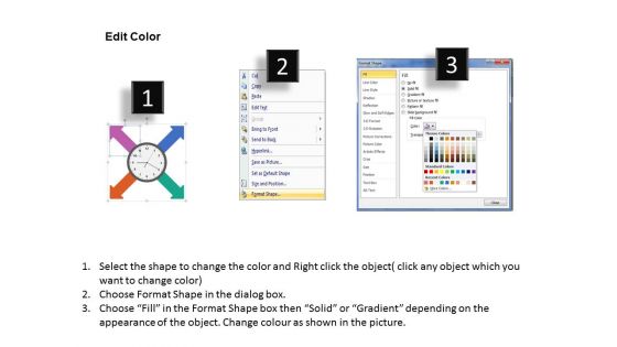 Circular Arrows With Clock Diagram PowerPoint Template