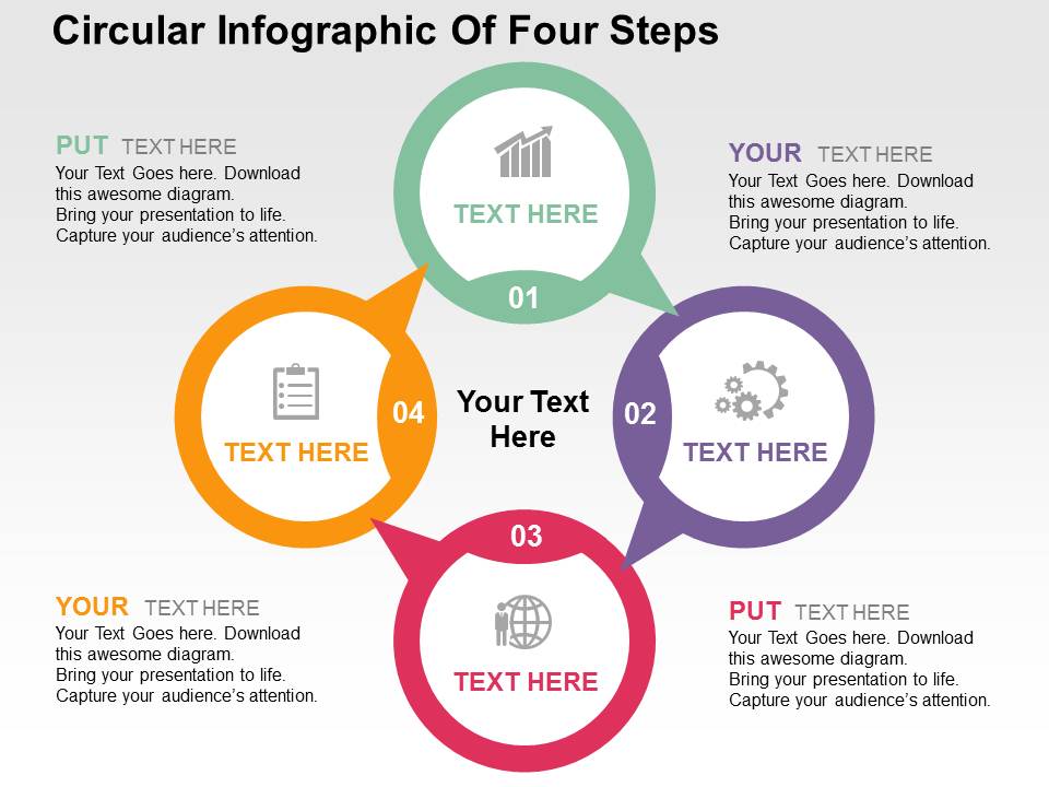 Circular Infographic Of Four Steps Powerpoint Templates